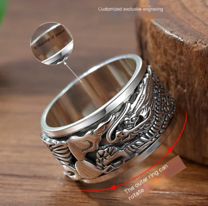 Anillo Vintage Giratorio de Dragón para Hombres - Diseño Ajustable Único
