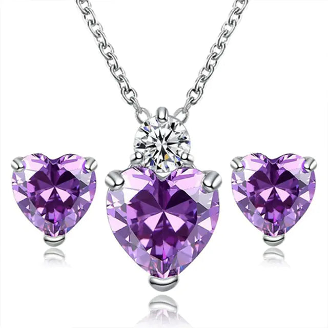 Heart shaped crystal jewelry set