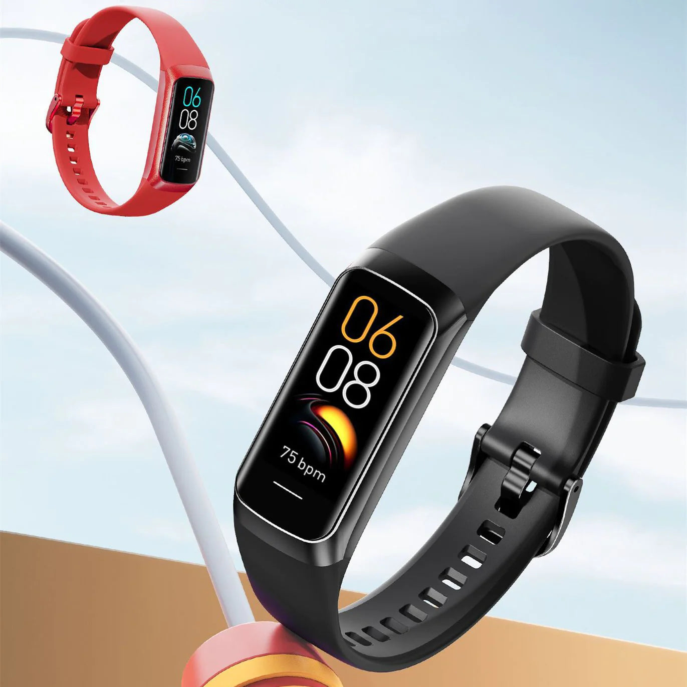 C60 Smart Watch: Heart Rate & Blood Pressure Monitor, MOLED Display