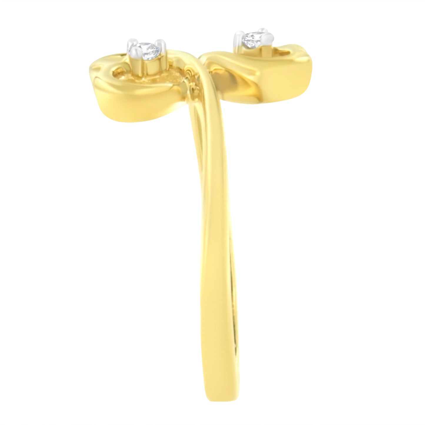 Anillo de diamantes con dos corazones en oro amarillo de 14 quilates y 1/20 ct (KL, I1-I2)