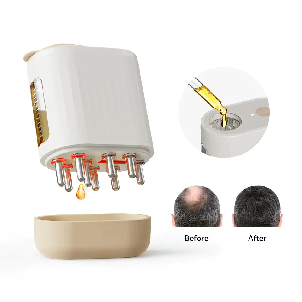 Aplicador de aceite eléctrico y masajeador vibratorio del cuero cabelludo 2 en 1.