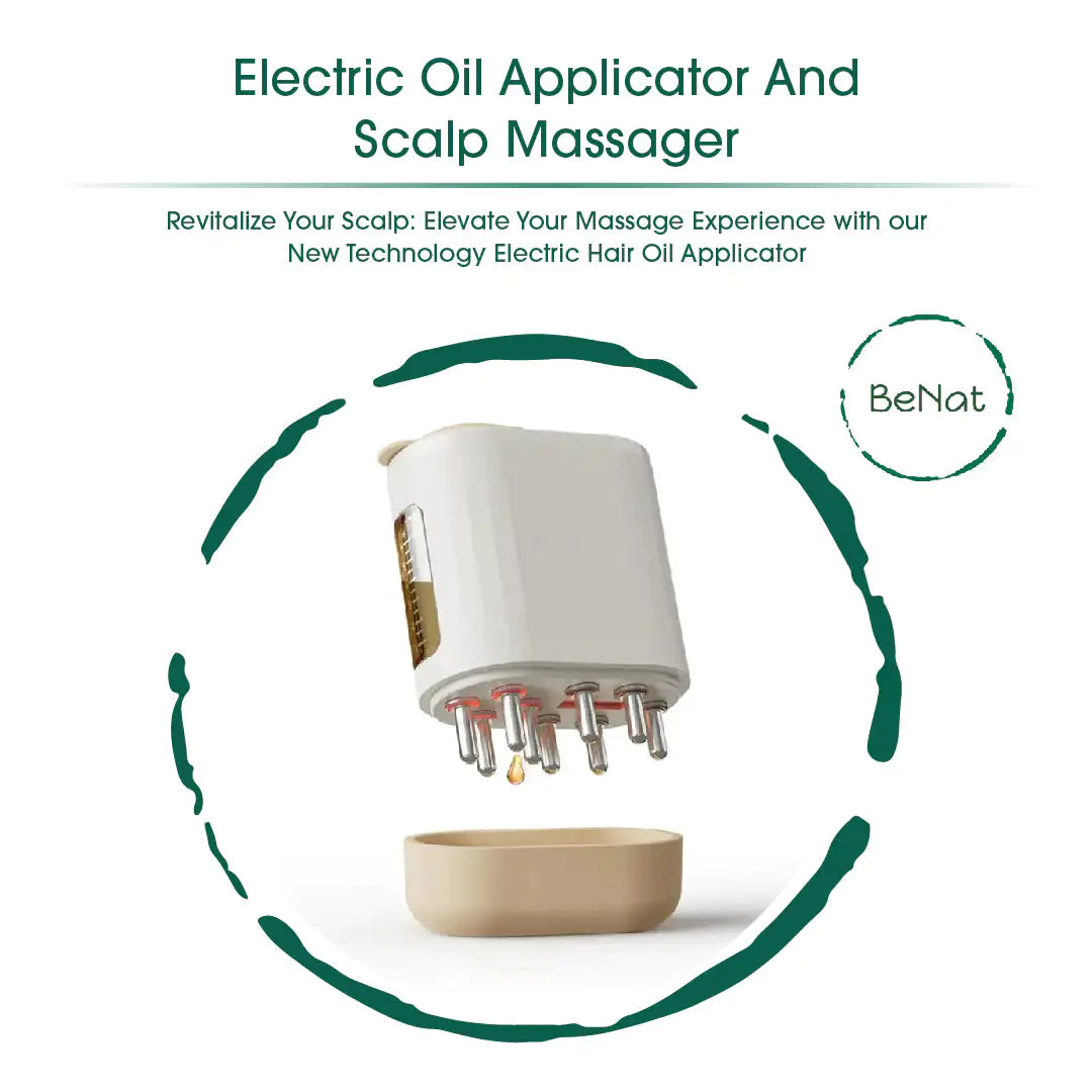 Aplicador de aceite eléctrico y masajeador vibratorio del cuero cabelludo 2 en 1.