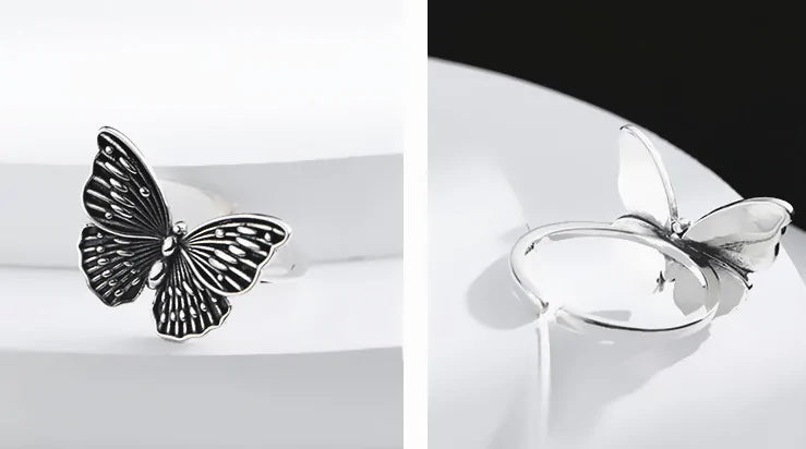 Anillo de Metal con Alas de Plata Vintage