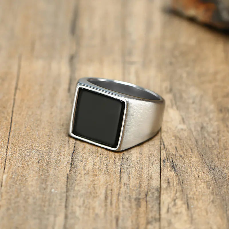 Stainless steel square signet ring