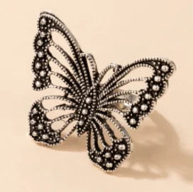 Anillo de Metal con Alas de Plata Vintage
