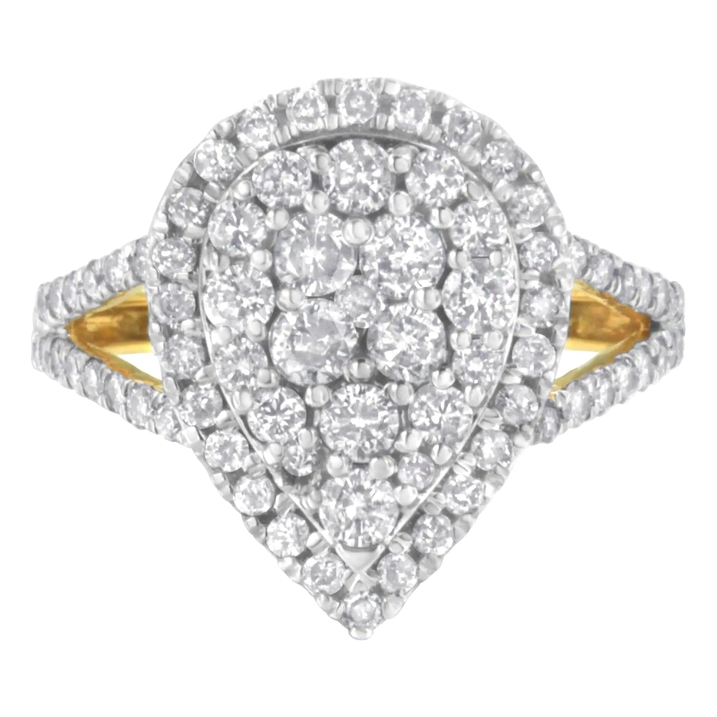 2 Micron Yellow Plated Sterling Silver Cluster Diamond Ring (1 1/2 ctw, JK Color, I1-I2 Clarity)