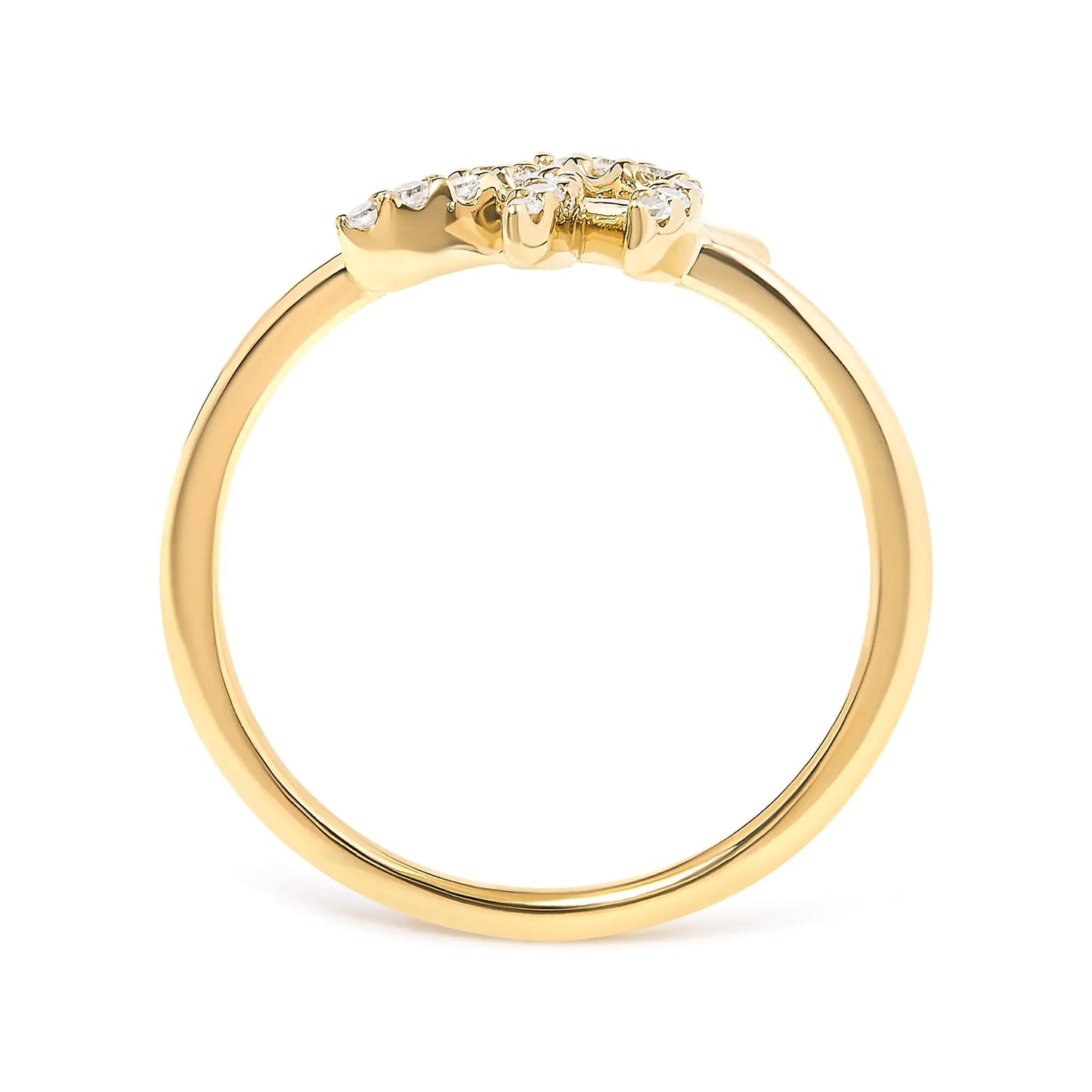 Anillo de diamantes con dos corazones en oro amarillo de 14 quilates y 1/20 ct (KL, I1-I2)