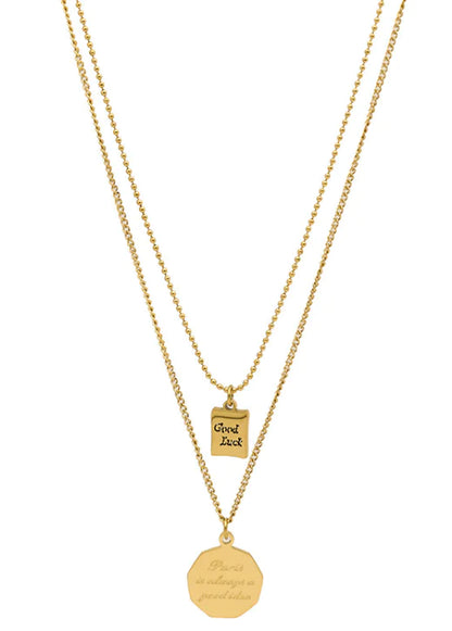 Cadena de Suéter de Clavícula para Mujeres con Doble Collar