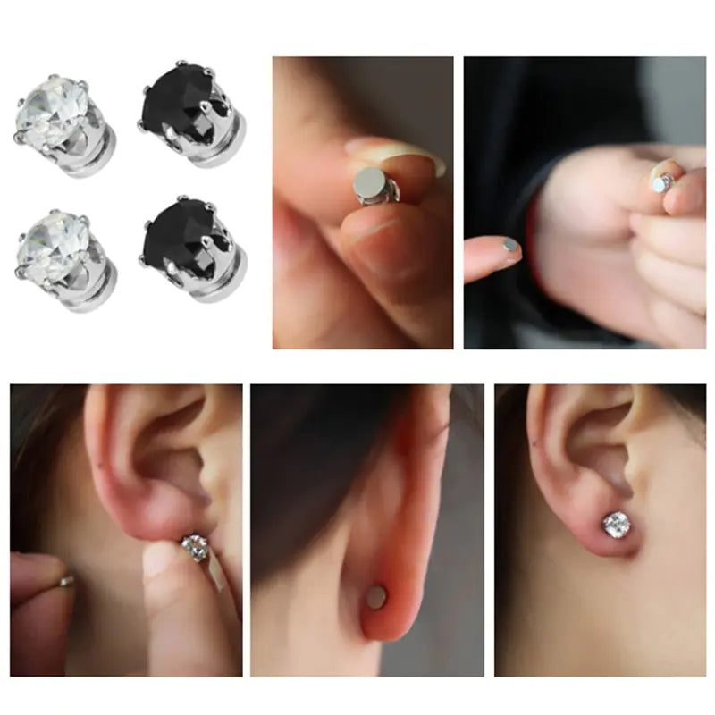 Pendientes unisex con piedra de cristal