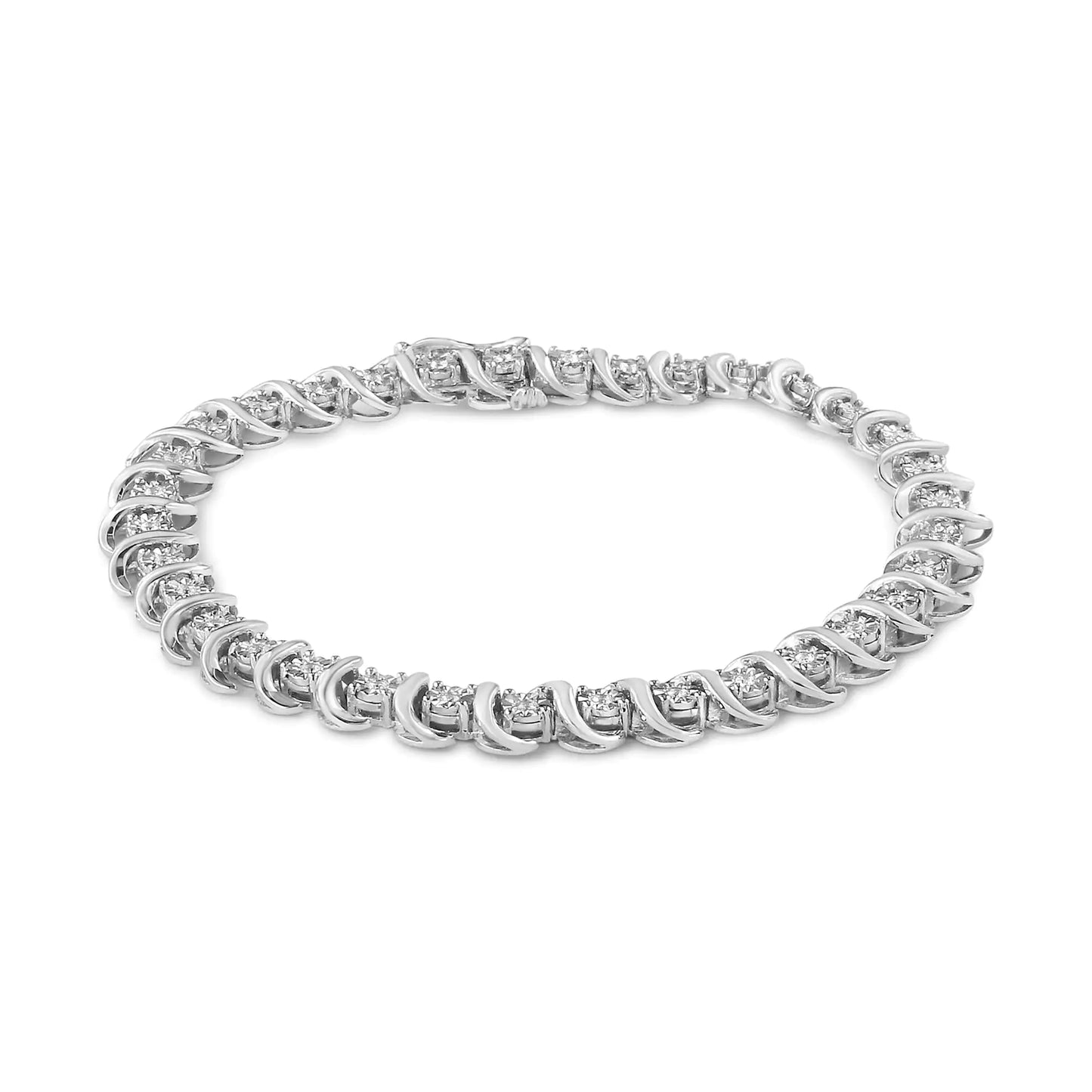 1/3ct Miracle Set Diamond "S" Link Tennis Bracelet in 925 Sterling Silver (IJ Color, I3 Clarity) - Size 7.25"