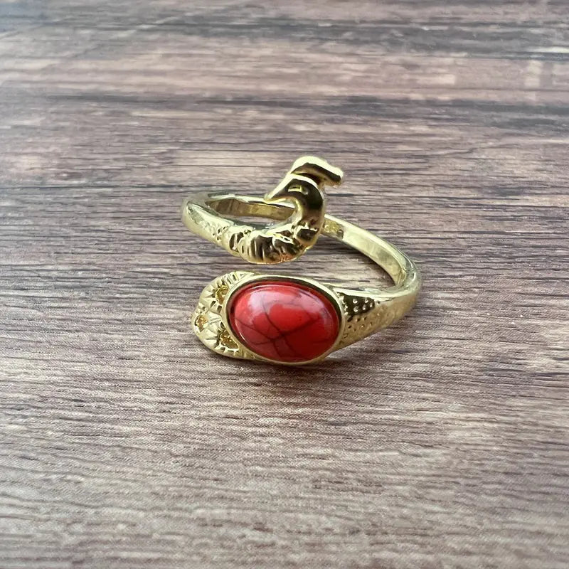 Anillo vintage de pavo real y koi con diseño ajustable