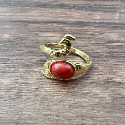 Anillo vintage de pavo real y koi con diseño ajustable