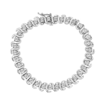 1/3ct Miracle Set Diamond "S" Link Tennis Bracelet in 925 Sterling Silver (IJ Color, I3 Clarity) - Size 7.25"