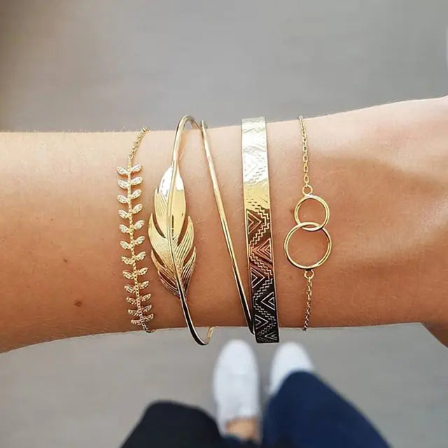 Juego de pulseras de cadena de moda