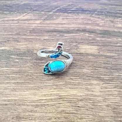 Anillo vintage de pavo real y koi con diseño ajustable