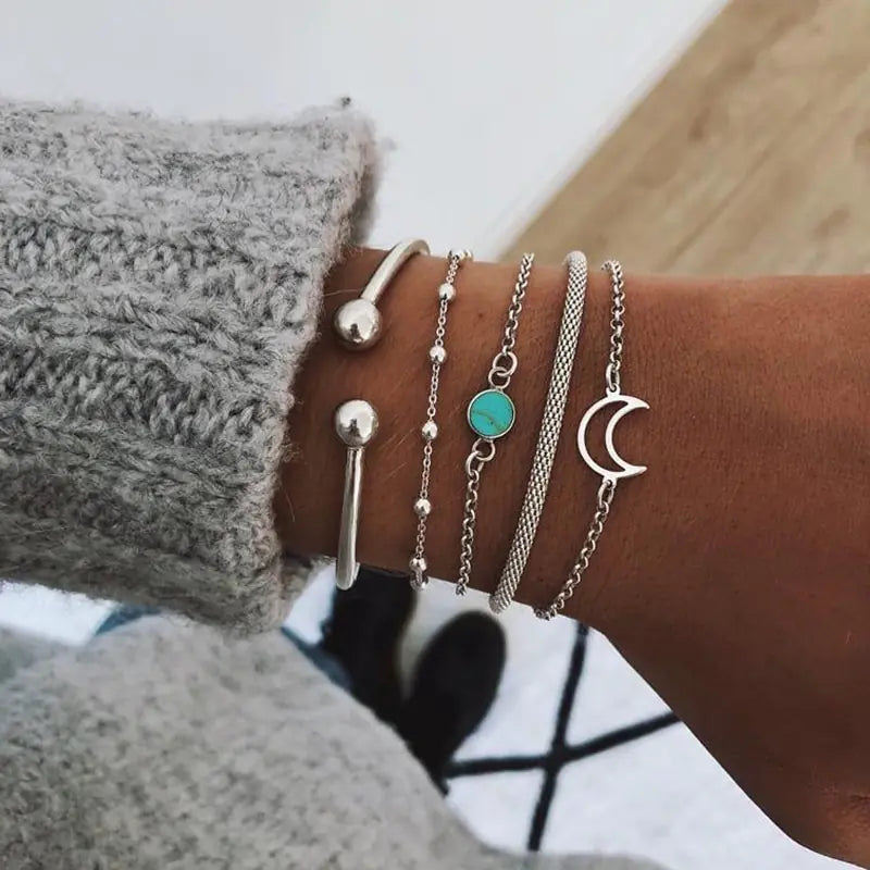 Juego de pulseras de cadena de moda