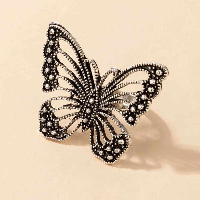 Anillo de Metal con Alas de Plata Vintage