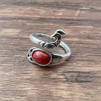 Anillo vintage de pavo real y koi con diseño ajustable