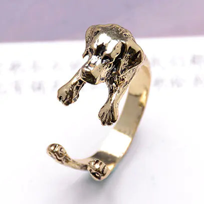 Anillo de Bulldog Ajustable Vintage en Plata Antigua y Bronce