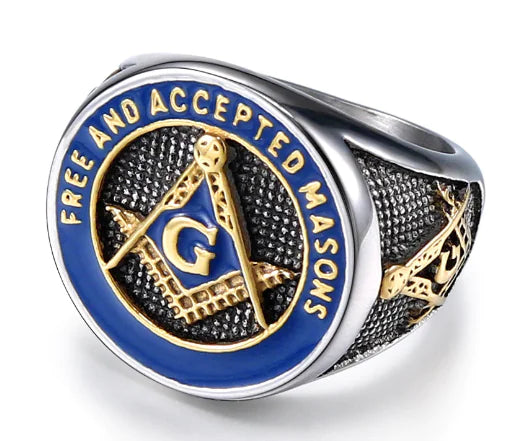 Anillo Masónico para Hombres / Anillo de Acero Inoxidable Estilo Punk Retro