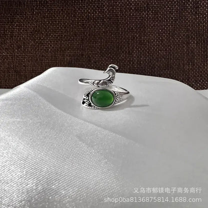 Anillo vintage de pavo real y koi con diseño ajustable