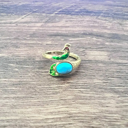 Anillo vintage de pavo real y koi con diseño ajustable