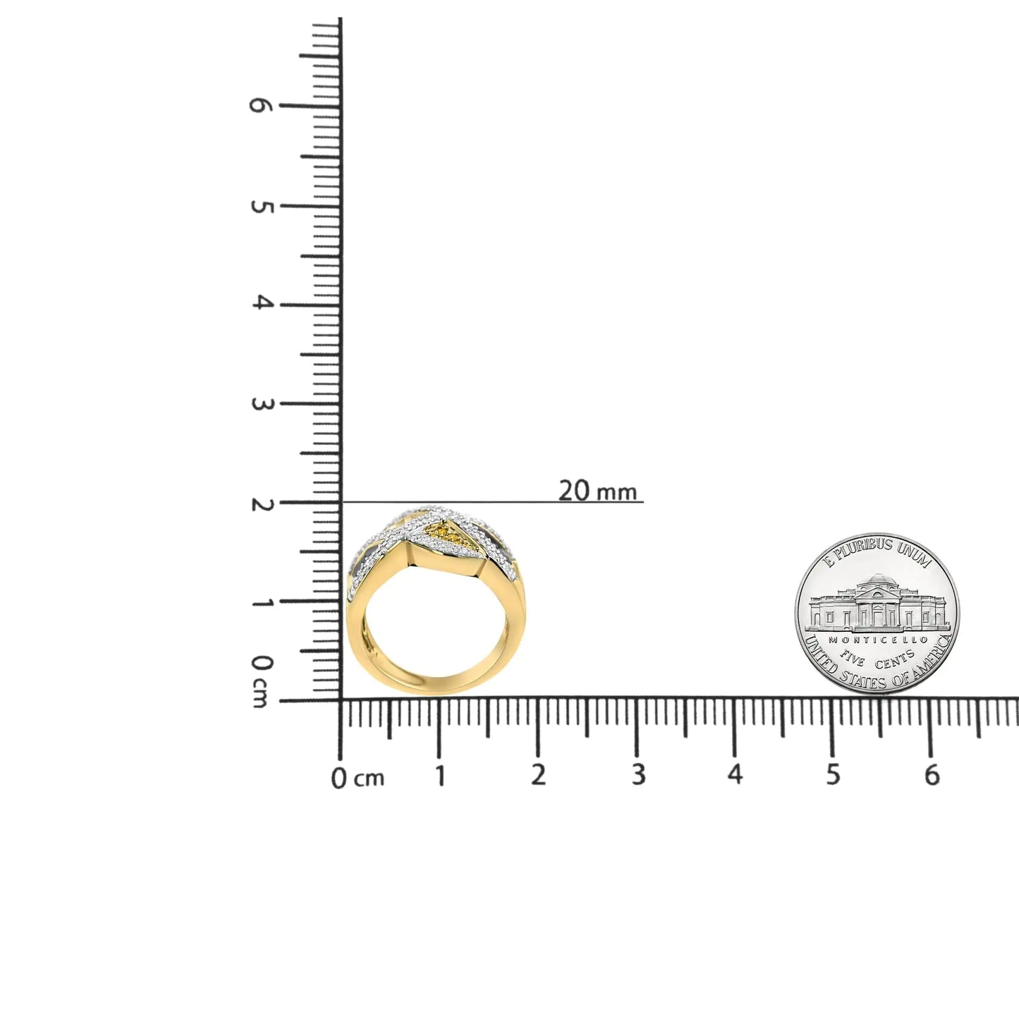 Anillo de oro amarillo de 14 quilates 3/4 ct Champán, diamantes amarillos y blancos con diseño tejido