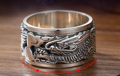 Anillo Vintage Giratorio de Dragón para Hombres - Diseño Ajustable Único