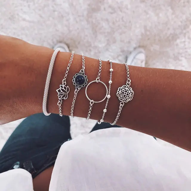 Juego de pulseras de cadena de moda