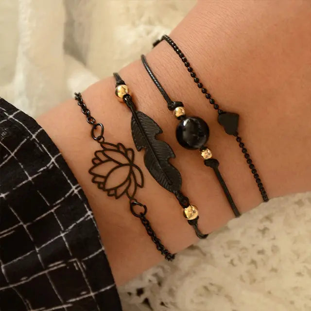 Juego de pulseras de cadena de moda