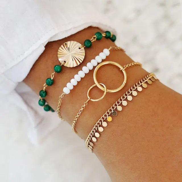 Juego de pulseras de cadena de moda