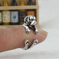 Anillo de Bulldog Ajustable Vintage en Plata Antigua y Bronce