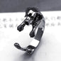 Anillo de Bulldog Ajustable Vintage en Plata Antigua y Bronce