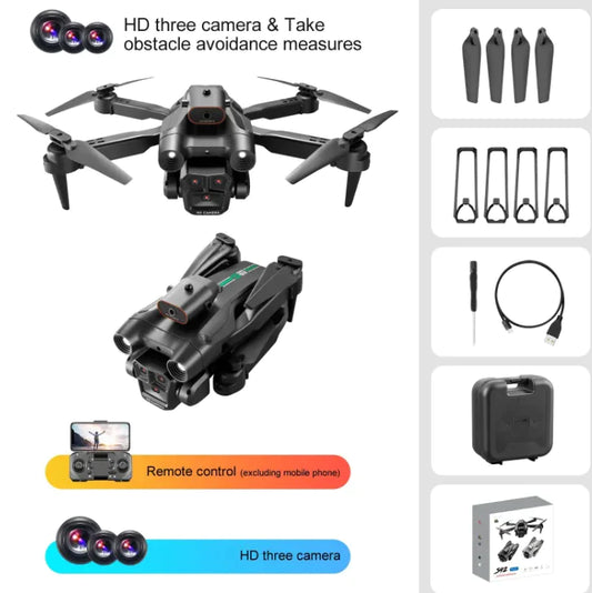 Dron cuadricóptero de control remoto S92 con triple cámara y posicionamiento de flujo óptico
