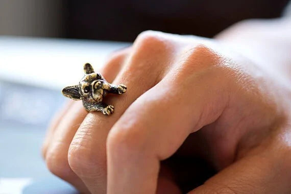 Anillo de Estilo Antiguo de Bulldog Francés